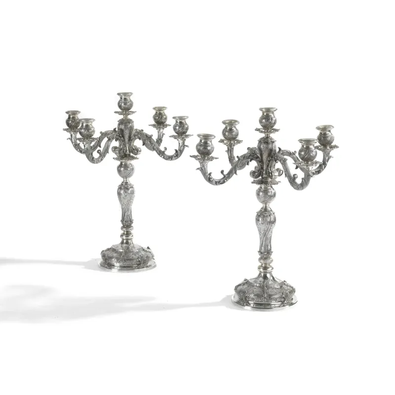 PAIR OF SILVER CANDELABRA, MILAN, 1980 CIRCA, MARK OF VALL&Egrave;  - Auction TIME AUCTION| SILVER - Pandolfini Casa d'Aste