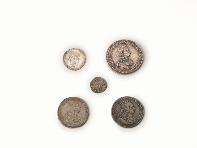 Lotto di cinque monete toscane:  - Asta Argenti e Numismatica - II - Pandolfini Casa d'Aste