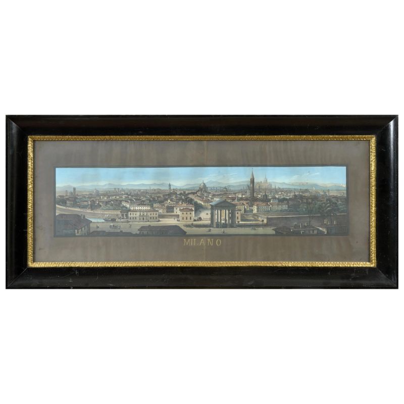 Veduta di Milano dalla Porta Ticinese. [Milano, circa 1840].  - Asta LIBRI, MANOSCRITTI, AUTOGRAFI E STAMPE - Pandolfini Casa d'Aste