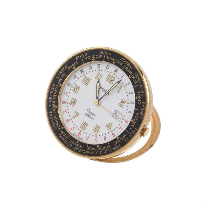 PISA TABLE CLOCK IN GOLDEN METAL  - Auction TIMED AUCTION | WATCHES AND PENS - Pandolfini Casa d'Aste