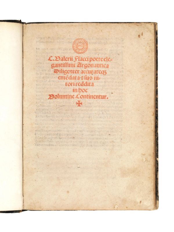 Valerius Flaccus, Gaius. Argonautica diligenter accurateque emendata &amp; suo nitori reddita in hoc volumine continentur. (Venetiis impressum, per Christophorum de pensis de mandello, 1501 die IX. Iulii).  - Auction ARCADE | Silver, books, porcelain and maiolica - Pandolfini Casa d'Aste