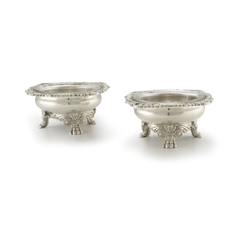 PAIR OF STERLING SILVER SALT CELLAR, LONDON, 1813, MARK OF PAUL STORR  - Auction Italian and european silvers - Pandolfini Casa d'Aste