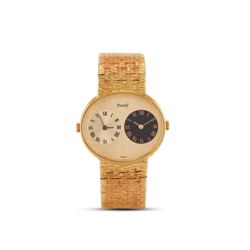 Piaget : PIAGET ALTIPLANO DUAL TIME REF. 61250 A6 IN ORO GIALLO ANNI '70  - Asta OROLOGI DA POLSO E DA TASCA - Pandolfini Casa d'Aste