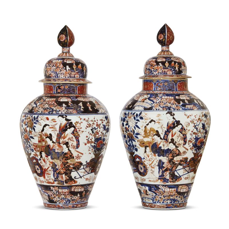 A PAIR OF LARGE JAPANESE POTICHES, 19TH CENTURY  - Auction INTERNATIONAL FINE ART AND AN IMPORTANT COLLECTION OF PENDULES “AU BON SAUVAGE” - Pandolfini Casa d'Aste