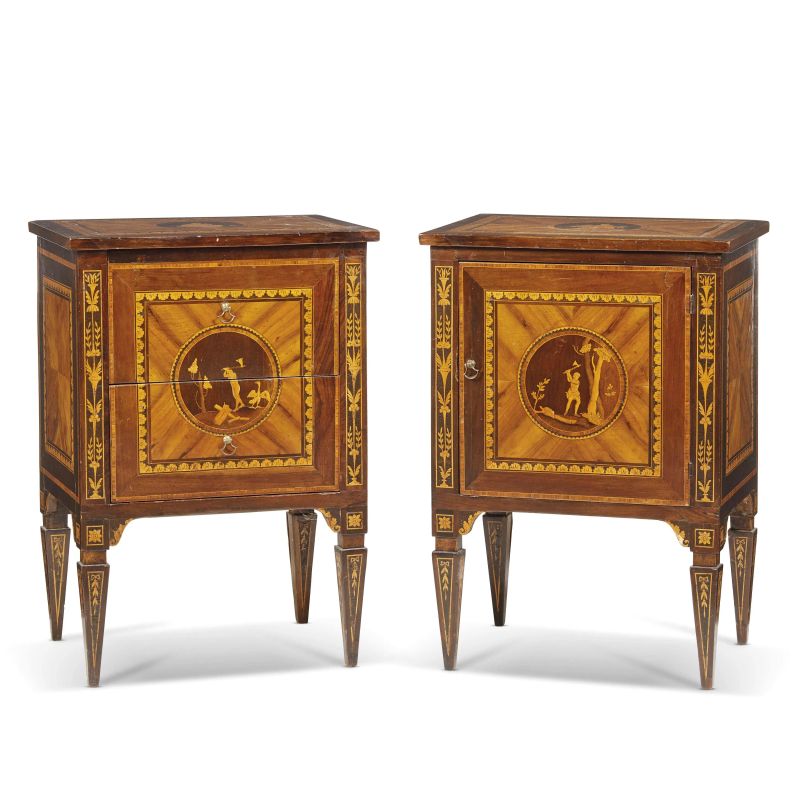 A PAIR OF LOMBARD BEDSIDE CABINETS, EARLY 19TH CENTURY  - Auction furniture and works of art - Pandolfini Casa d'Aste
