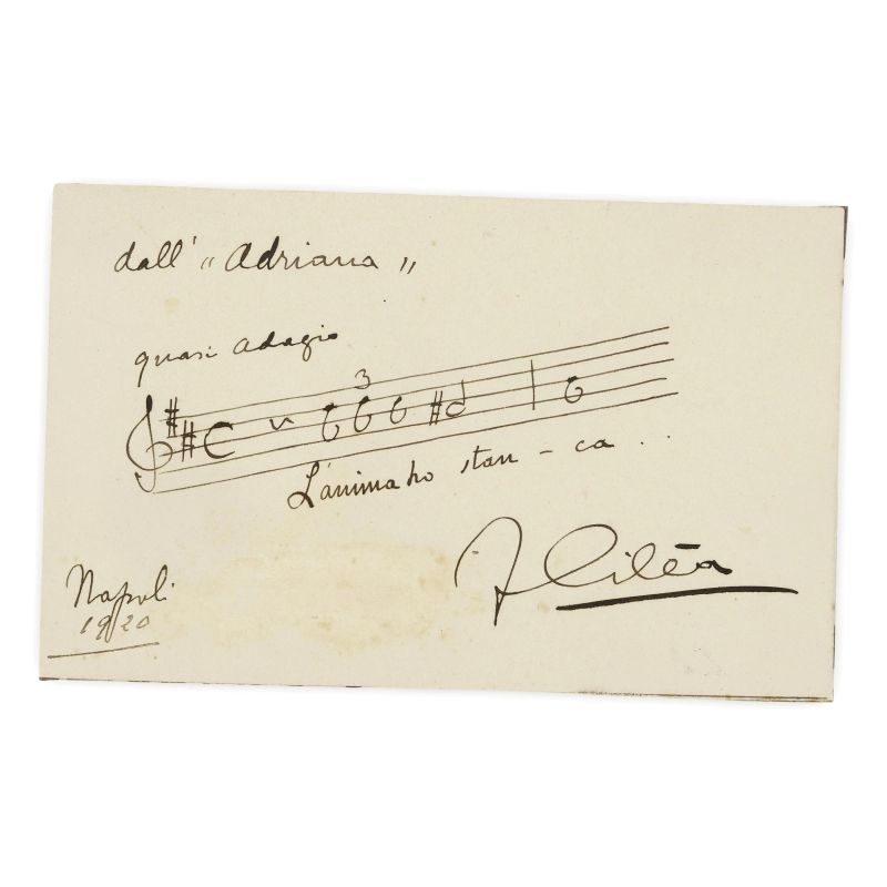 Nice musical quotation from Adriana Lecouvreur  - Auction BOOKS, MANUSCRIPTS,  AUTOGRAPHS AND PRINTS - Pandolfini Casa d'Aste