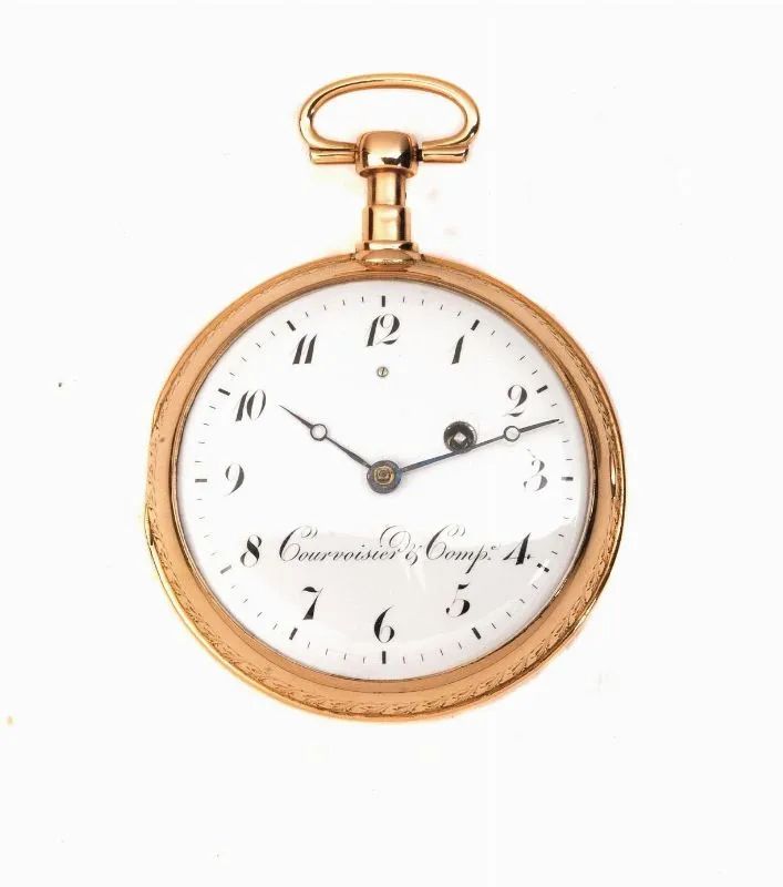 OROLOGIO DA TASCA CON RIPETIZIONE QUARTI COURVOISIER & COMPANIE, 1850 CIRCA IN ORO 18 K  - Auction watches - II - Pandolfini Casa d'Aste