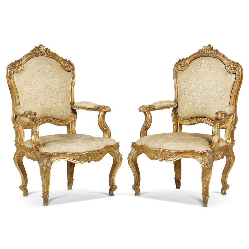 A PAIR OF NORTHERN ITALY ARMCHAIRS, SECOND HALF 18TH CENTURY  - Auction FURNITURE AND WORKS OF ART FROM PRIVATE COLLECTIONS - Pandolfini Casa d'Aste