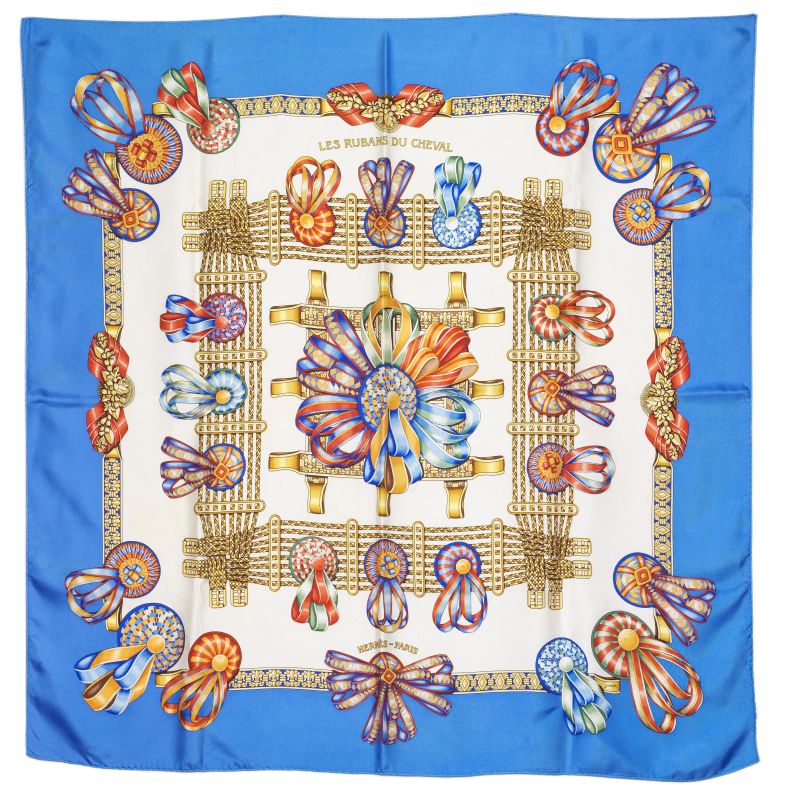 HERMES FOULARD LES RUBANS DU CHEVAL  - Asta VINTAGE: BORSE E ACCESSORI DI HERMES, LOUIS VUITTON E ALTRE GRANDI MAISON - Pandolfini Casa d'Aste