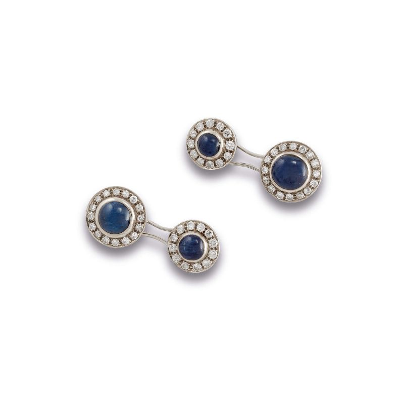 



SAPPHIRE AND DIAMOND CUFFLINKS IN 18KT WHITE GOLD  - Auction JEWELS - Pandolfini Casa d'Aste