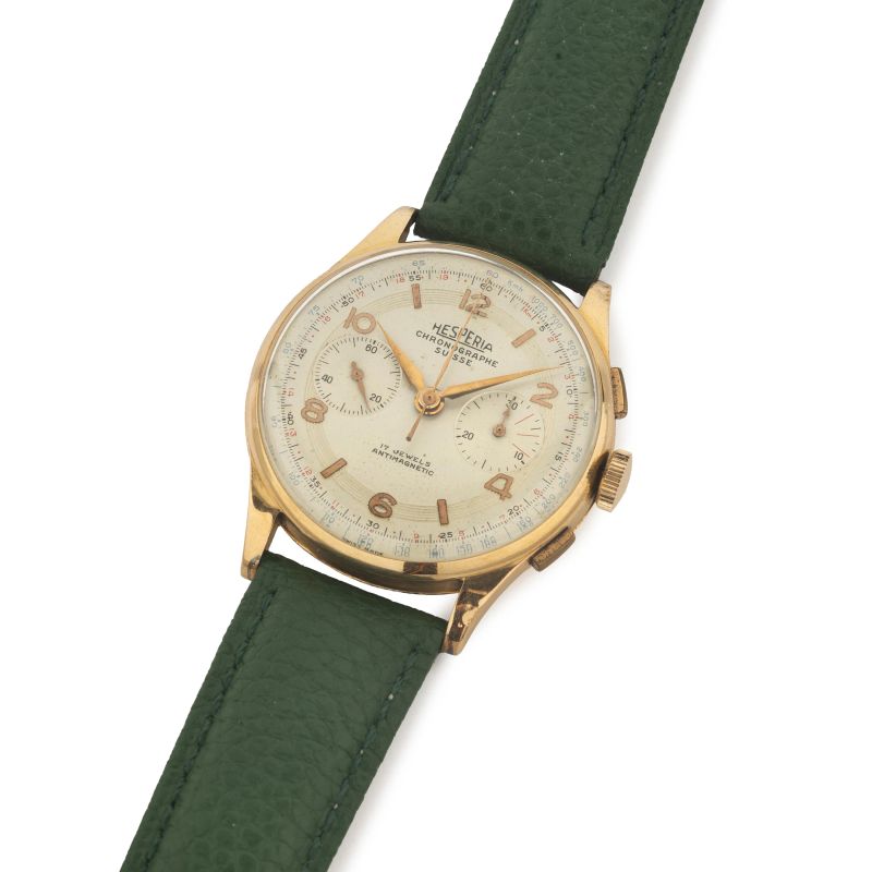 



HESPERIA CHRONOGRAPHE SUISSE YELLOW GOLD AND METAL CHRONOGRAPH   - Auction ARCADE |  WATCHES AND COLLECTIBLE PENS - Pandolfini Casa d'Aste
