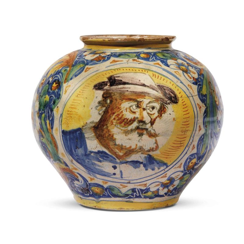A MASTRO DOMENICO BULBOUS JAR, VENICE, CIRCA 1580  - Auction A COLLECTION OF MAJOLICA APOTHECARY VASES - Pandolfini Casa d'Aste