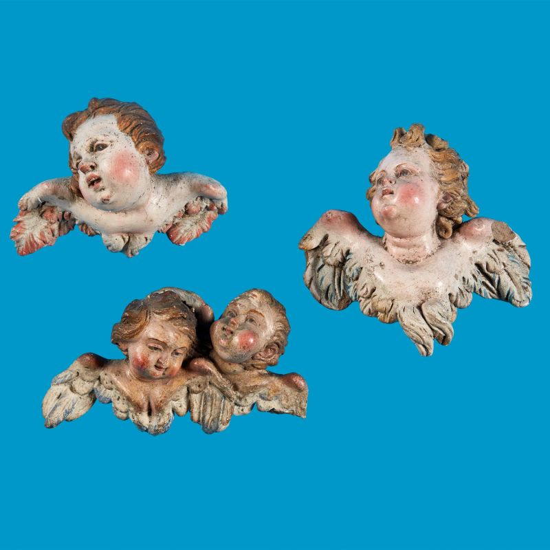 



A COUPLE AND TWO HEADS OF SMALL CHERUBS, NAPLES, 18TH/19TH CENTURY   - Auction NEAPOLITAN NATIVITY SHEPHERDS - Pandolfini Casa d'Aste