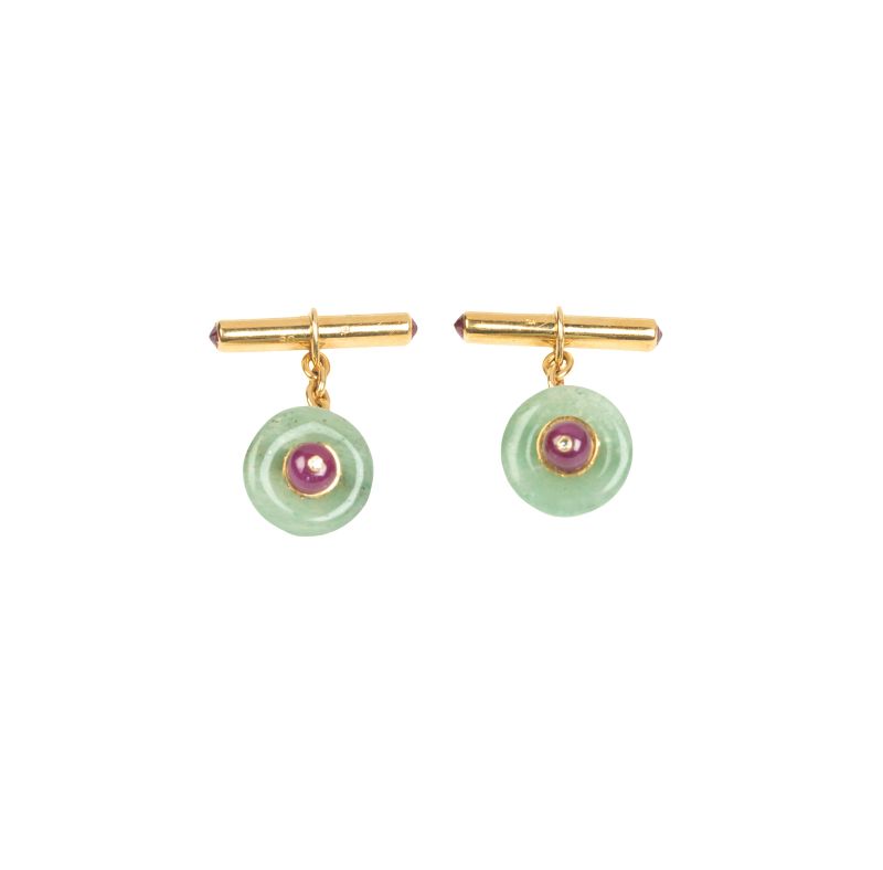 PAIR OF TWINS WITH JADE, RUBIES AND DIAMONDS  - Auction JEWELS - Pandolfini Casa d'Aste