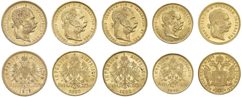 



AUSTRIA. CINQUE MONETE  - Auction COINS OF TUSCAN MINTS, HOUSE OF SAVOIA AND VENETIAN ZECHINI. GOLD COINS AND MEDALS FOR COLLECTION - Pandolfini Casa d'Aste