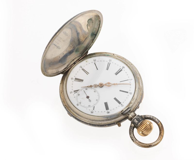 OROLOGIO DA TASCA CON DECORAZIONE  - Asta Gioielli, orologi da polso e da tasca, penne e argenti - Pandolfini Casa d'Aste