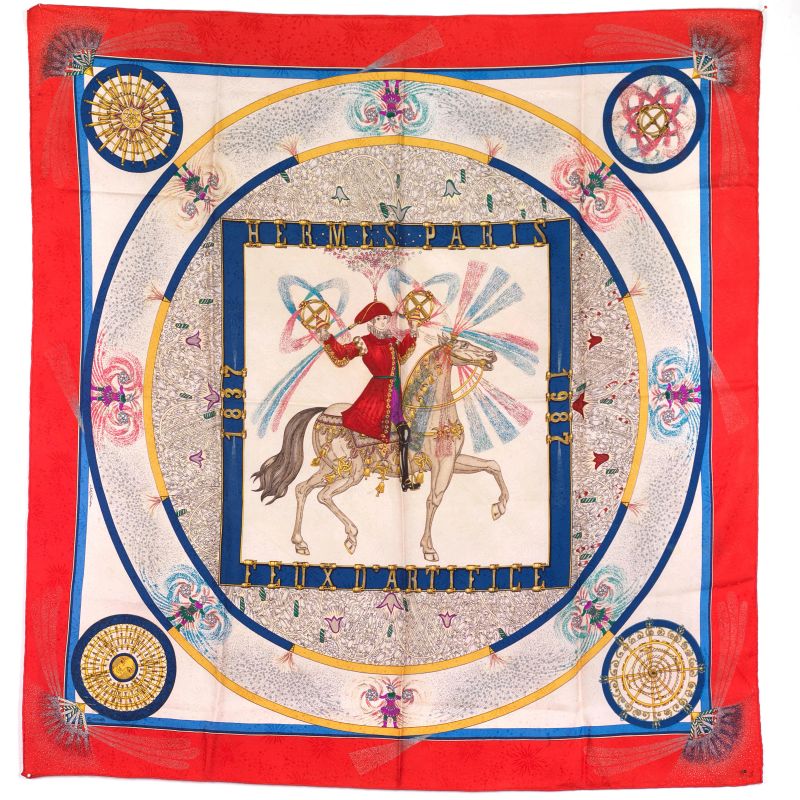 HERMES  “FEUX D’ARTIFICE” SILK SCARF  - Auction VINTAGE FASHION: HERMES, LOUIS VUITTON AND OTHER GREAT MAISON BAGS AND ACCESSORIES - Pandolfini Casa d'Aste