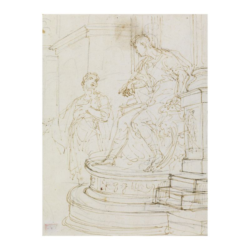 Scuola romana, sec. XVIII  - Auction TIMED AUCTION | WORKSONPAPER: DRAWINGS, PAINTINGS AND PRINTS - Pandolfini Casa d'Aste