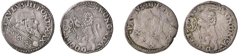 PAOLO III (ALESSANDRO FARNESE 1534 - 1549), 2 BOLOGNINI  - Auction Collectible coins and medals. From the Middle Ages to the 20th century. - Pandolfini Casa d'Aste