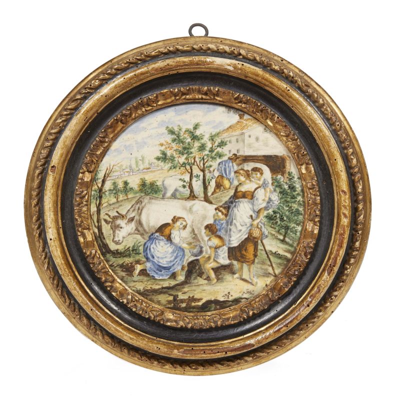 A PLATE (TONDINO), CASTELLI, 19TH CENTURY  - Auction ONLINE AUCTION | CERAMICA. MAIOLICHE E PORCELLANE DAL XVI AL XIX SECOLO - Pandolfini Casa d'Aste