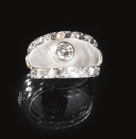 Anello in oro bianco, cristallo di rocca e diamanti  - Asta Argenti, Gioielli ed Orologi - Pandolfini Casa d'Aste