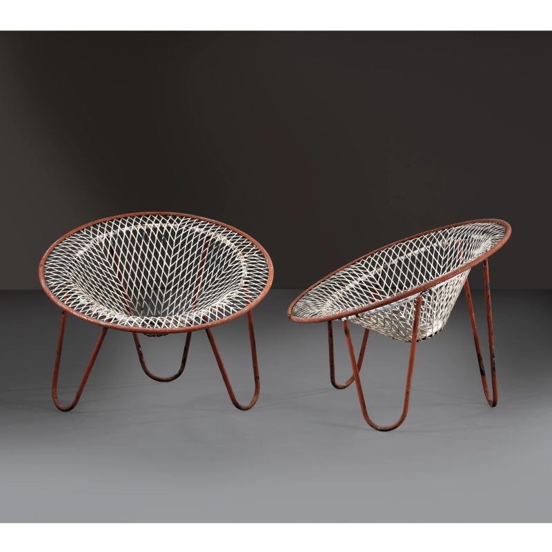 



TWO RED AND WHITE LACQUERED METAL ARMCHAIRS  - Auction DESIGN AND DECORATIVE ARTS - Pandolfini Casa d'Aste