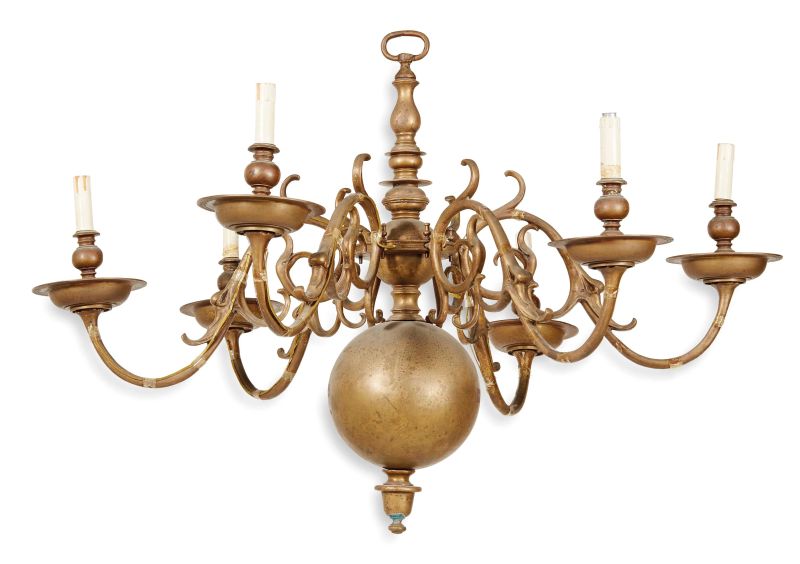      LAMPADARIO IN STILE OLANDESE DEL SEICENTO, SECOLO XIX   - Auction Online Auction | Furniture, Works of Art and Paintings from Veneta propriety - Pandolfini Casa d'Aste