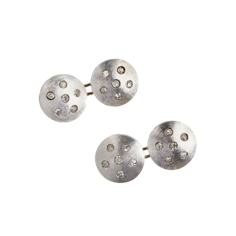 DIAMOND ROUND CUFFLINKS IN 18KT WHITE GOLD   - Auction JEWELS - Pandolfini Casa d'Aste