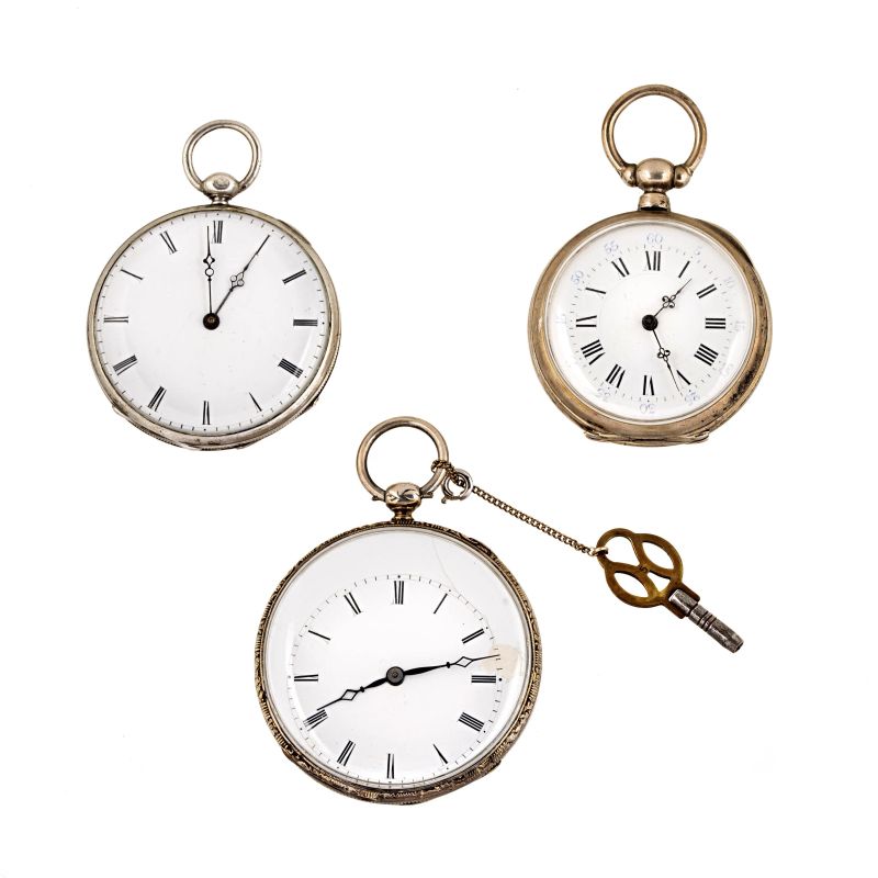 



THREE SILVER AND METAL POCKET WATCHES  - Auction WATCHES - Pandolfini Casa d'Aste