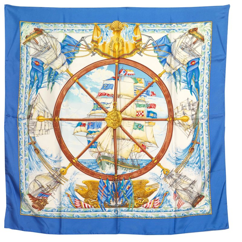 HERMES SCARF &ldquo;VIVE LE VENT&rdquo;  - Auction VINTAGE FASHION: HERMES, LOUIS VUITTON AND OTHER GREAT MAISON BAGS AND ACCESSORIES - Pandolfini Casa d'Aste