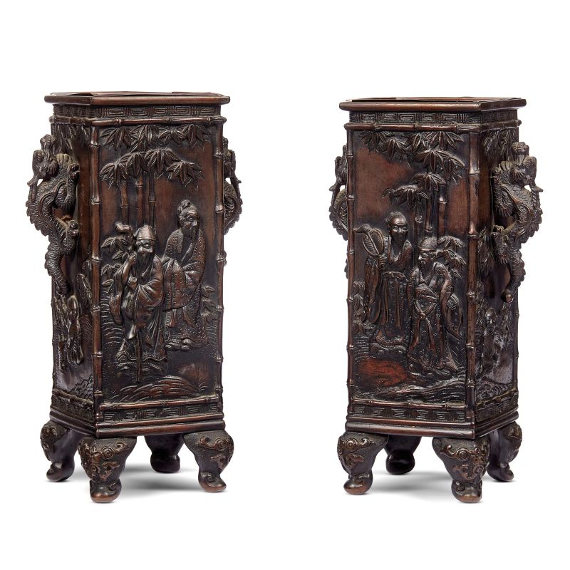 



PAIR OF SQUARE BRONZE VASES, CHINA, QING DYNASTY, 19TH CENTURY  - Auction Asian Art | 东方艺术 - Pandolfini Casa d'Aste