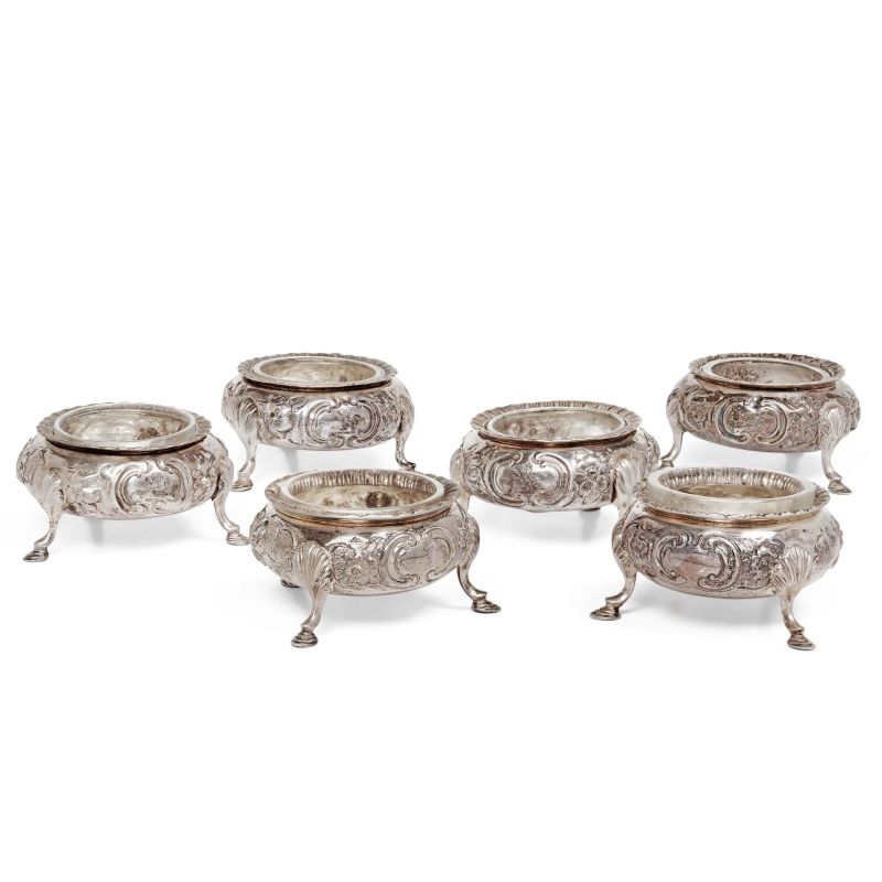 SIX STERLING SILVER SALT CELLAR, LONDON, 1859  - Auction Italian and european silvers - Pandolfini Casa d'Aste