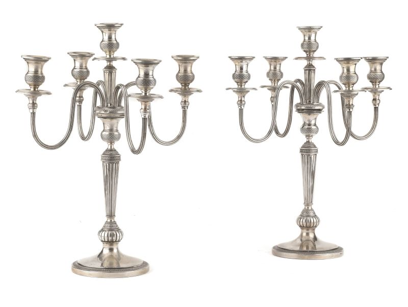      COPPIA DI CANDELABRI, SECOLO XX   - Auction ONLINE AUCTION | ITALIAN AND EUROPEAN SILVER - Pandolfini Casa d'Aste