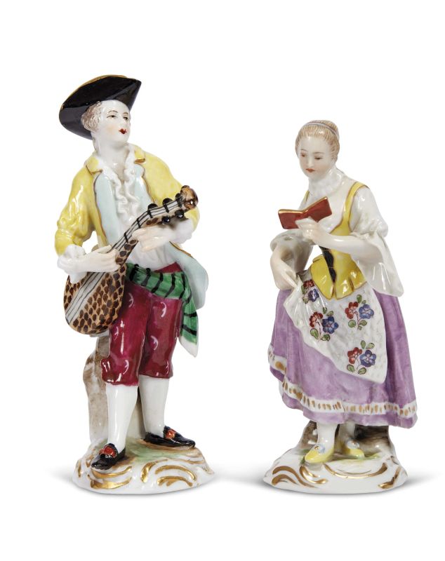TWO LUDWISBURG FIGURES, 19TH CENTURY  - Auction ONLINE AUCTION | CERAMICA. MAIOLICHE E PORCELLANE DAL XVI AL XIX SECOLO - Pandolfini Casa d'Aste