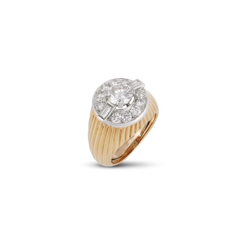 Cartier : CARTIER PARIS CHEVALIER DIAMOND RING IN 18KT YELLOW GOLD AND PLATINUM  - Auction JEWELS - Pandolfini Casa d'Aste