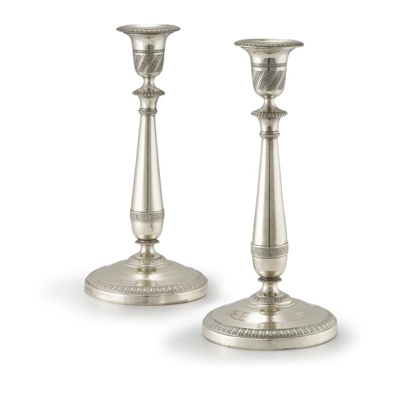 



COPPIA DI CANDELIERI, MILANO, SECOLO XIX  - Auction Italian and european silvers - Pandolfini Casa d'Aste