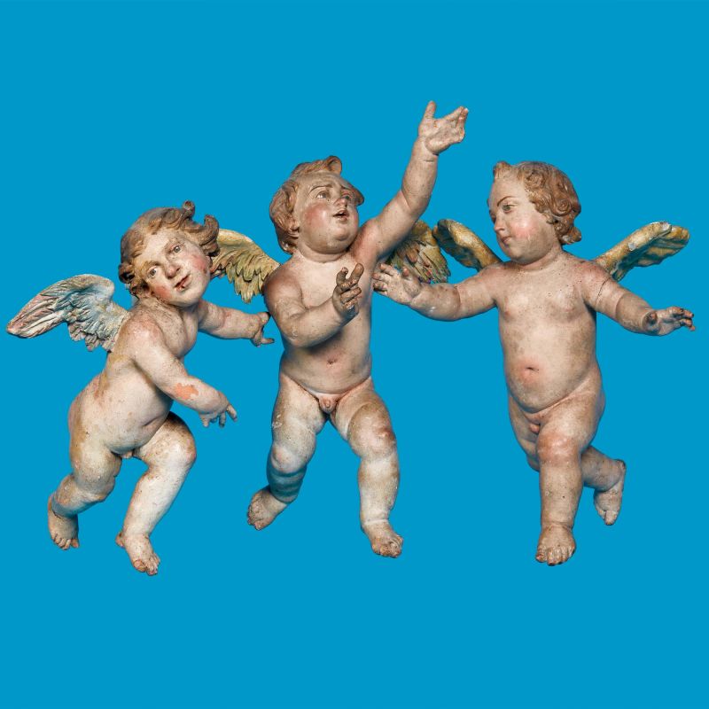 THREE PUTTI, NAPLES, 18TH/19TH CENTURY  - Auction NEAPOLITAN NATIVITY SHEPHERDS - Pandolfini Casa d'Aste