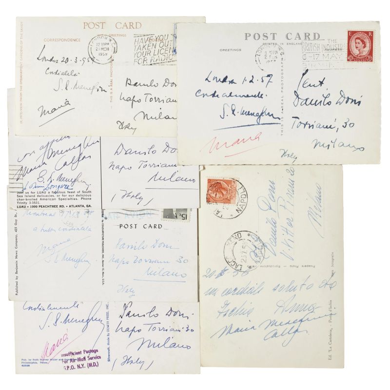 



Group of postcards signed by Maria Callas and Giovanni Battista Magherini  - Auction BOOKS, MANUSCRIPTS AND AUTOGRAPHS - Pandolfini Casa d'Aste