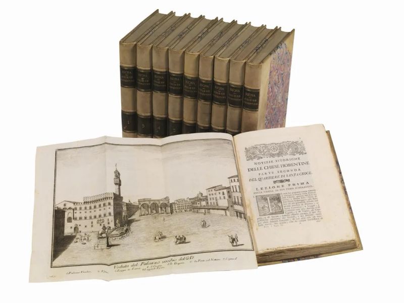 (Firenze &ndash; Illustrati 700) RICHA, Giuseppe. Notizie istoriche delle chiese fiorentine. Tomo primo [- decimo postumo ed ultimo]. In Firenze, nella stamperia di Pietro Gaetano Viviani, 1754-1762.  - Auction Books, manuscripts and autographs - Pandolfini Casa d'Aste