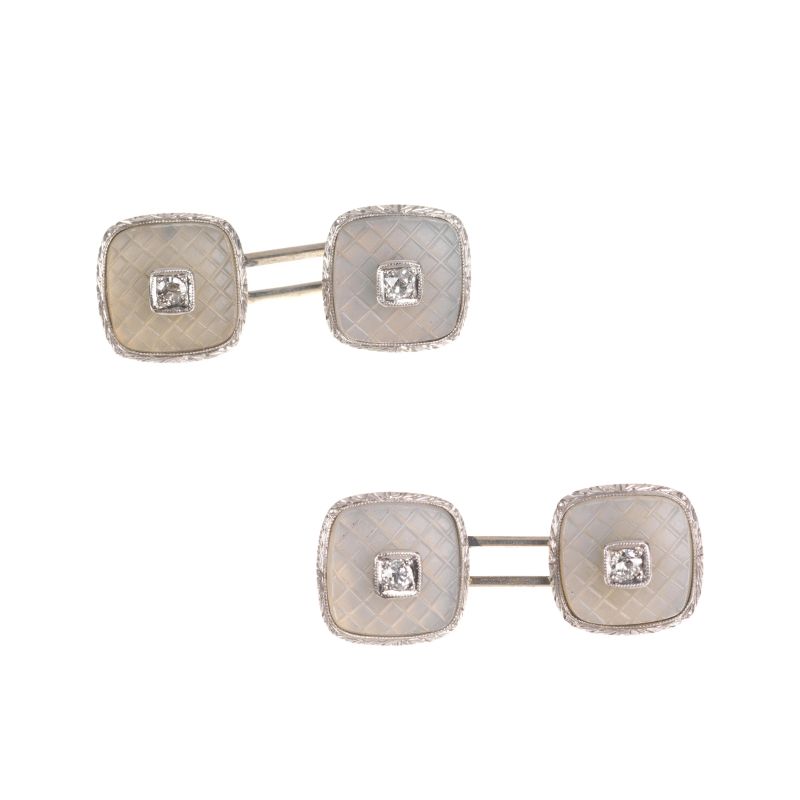 ROCK CRYSTAL AND DIAMOND CUFFLINKS IN 18KT WHITE GOLD  - Auction ONLINE AUCTION | JEWELS - Pandolfini Casa d'Aste
