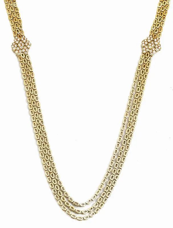 Lunga collana in oro giallo e diamanti  - Auction Silver, jewels, watches and coins - Pandolfini Casa d'Aste