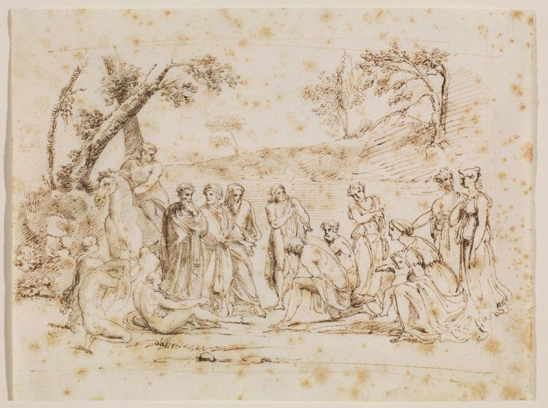 Scuola neoclassica, inizio sec. XIX  - Auction Works on paper: 15th to 19th century drawings, paintings and prints - Pandolfini Casa d'Aste