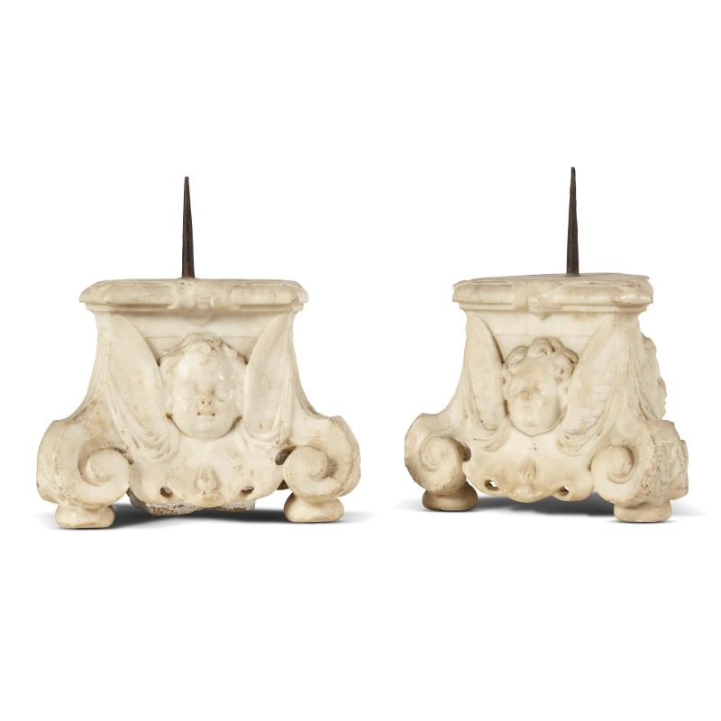 A PAIR OF FLOOR CANDLESTICKS, FLORENCE, 17TH CENTURY  - Auction PAINTINGS, SCULPTURES AND WORKS OF ART FROM A FLORENTINE COLLECTION - Pandolfini Casa d'Aste