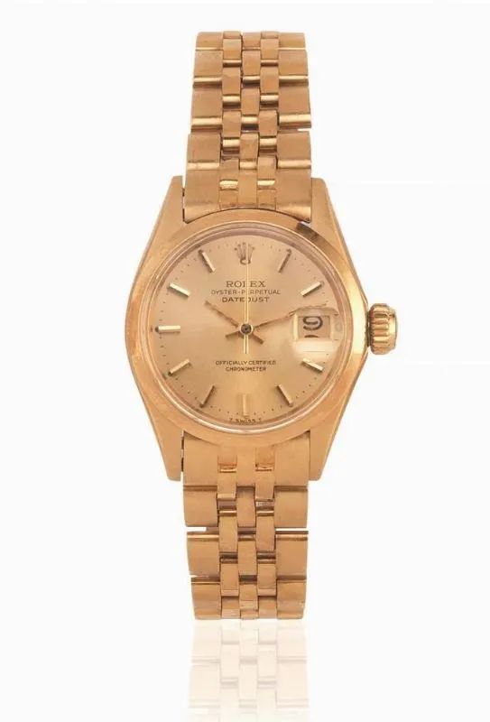OROLOGIO DA POLSO ROLEX OYSTER PERPETUAL DATE JUST LADY, REF. 6516/8, N. 1'820&rsquo;942, 1968 CIRCA, IN ORO GIALLO  - Auction Fine Jewels and Watches - Pandolfini Casa d'Aste