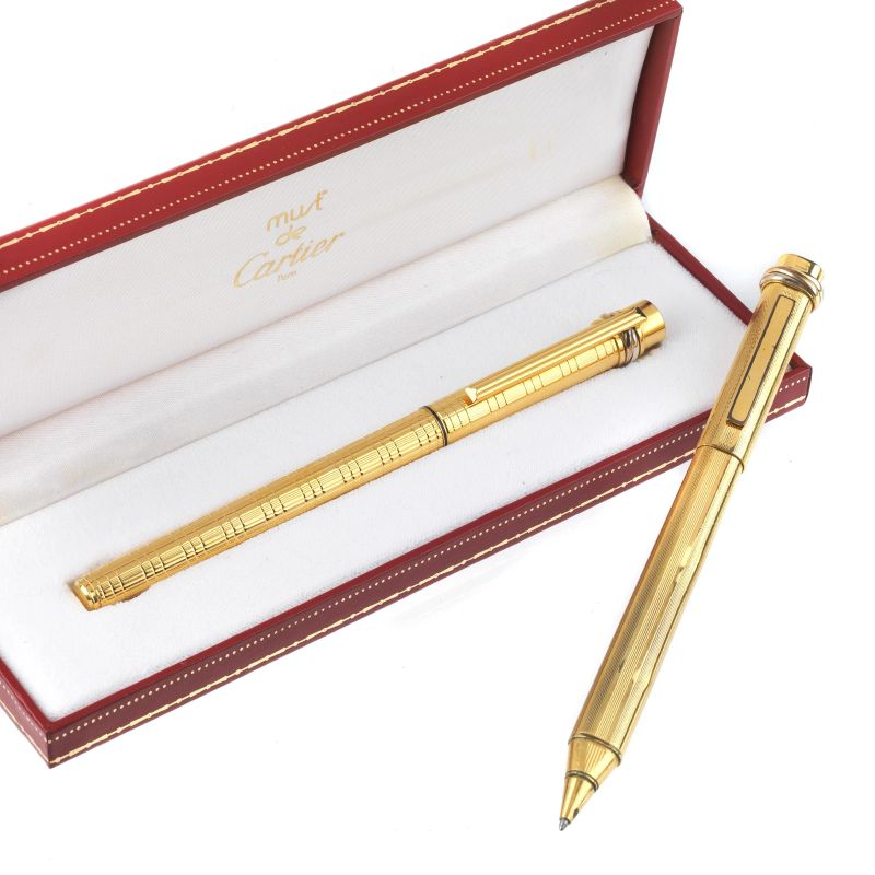 Cartier : CARTIER MUST DE CARTIER A FOUNTAIN PEN AND A BALLPOINT PEN  - Auction TIMED AUCTION | WATCHES AND PENS - Pandolfini Casa d'Aste