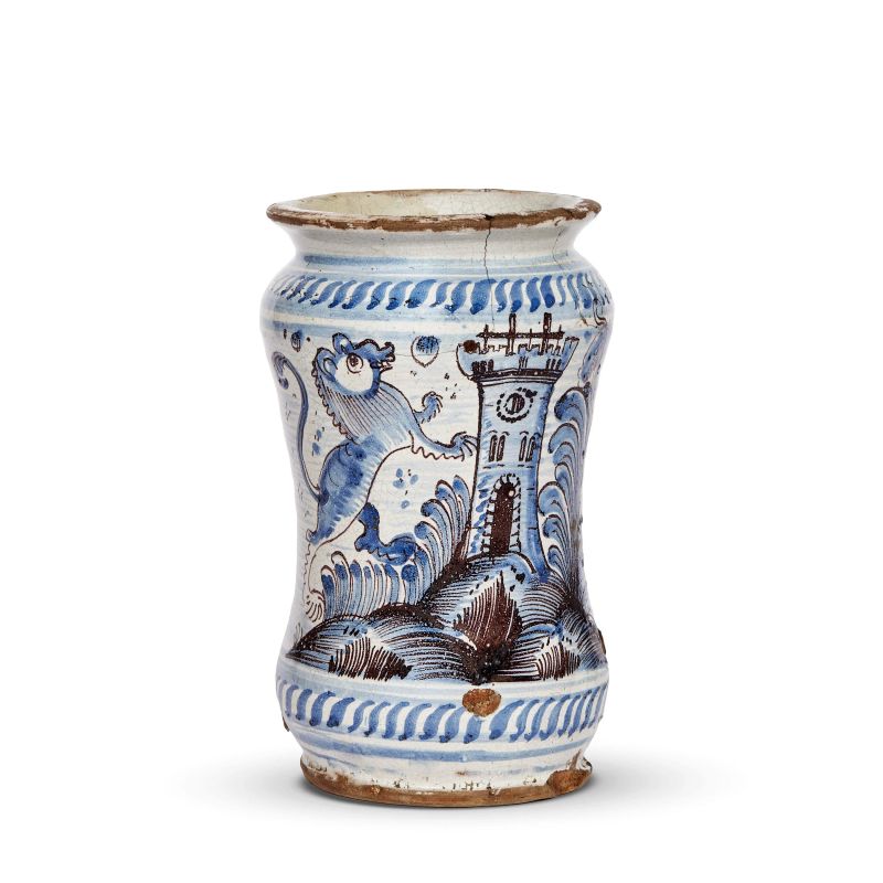 A PHARMACY JAR (ALBARELLO), FIRST HALF 18TH CENTURY  - Auction A COLLECTION OF MAJOLICA APOTHECARY VASES - Pandolfini Casa d'Aste