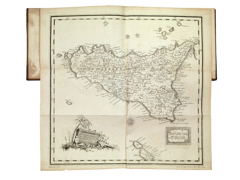 (Sicilia - Mineralogia) BORCH, Michel-Jean. [Cartes g&eacute;ographiques et planches des lettres sur la Sicile et l&rsquo;ile de Malthe. Torino, Reycend, 1782].  - Auction ARCADE | Silver, books, porcelain and maiolica - Pandolfini Casa d'Aste