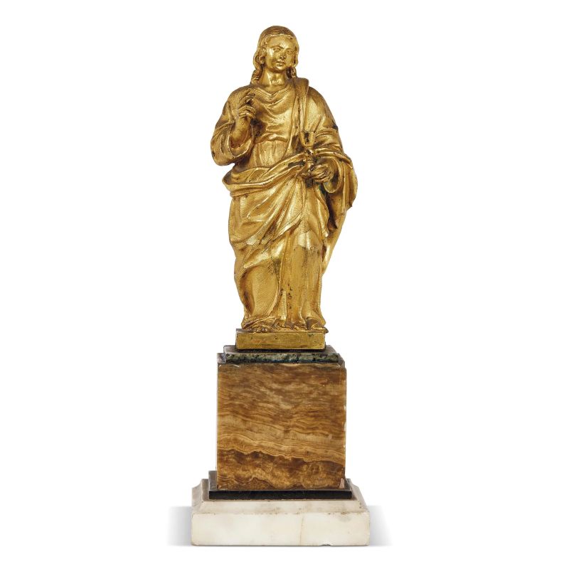 Northern Italy, 17th century, St. John, gilt bronze, 28x9,5x9,5 cm  - Auction 15th to 19th CENTURY SCULPTURES - Pandolfini Casa d'Aste
