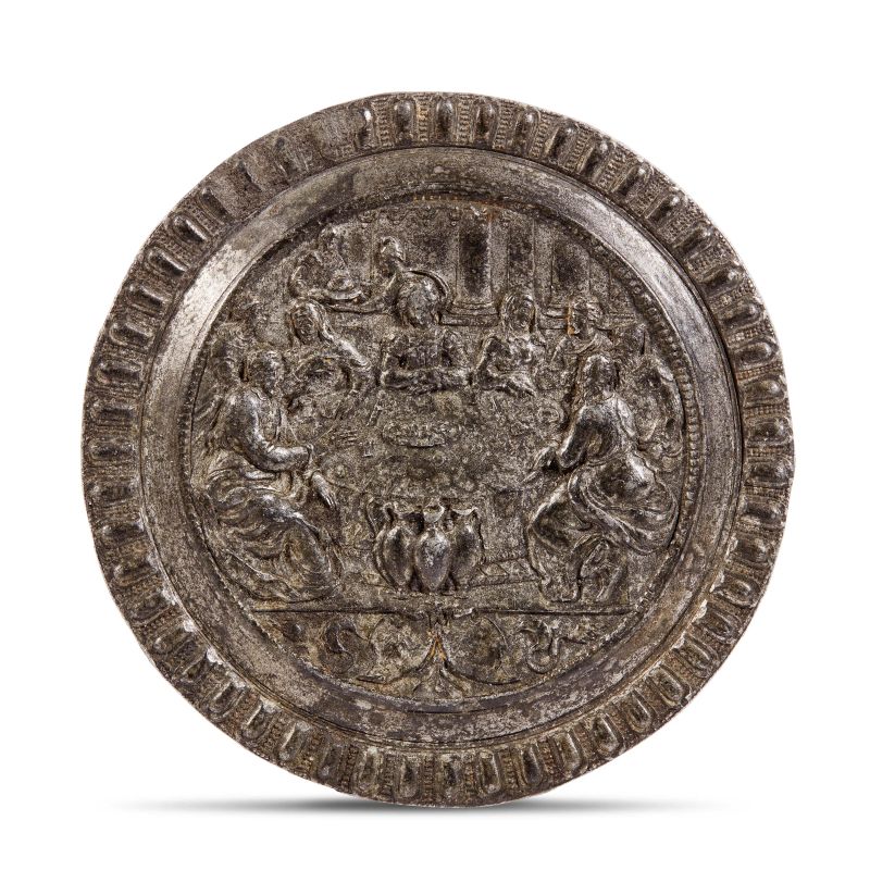 



France, 16th century, The Wedding at Cana, tin  - Auction PLAQUETTES, MEDALS, AND SMALL BRONZE SCULPTURES FROM THE COLLECTION OF MARIO SCAGLIA AND OTHER PROVENANCES - Pandolfini Casa d'Aste