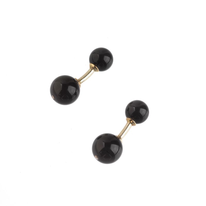 BALL CUFFLINKS IN 18KT WHITE GOLD AND ONYX  - Auction ONLINE AUCTION | THE ART OF JEWELLERY - Pandolfini Casa d'Aste